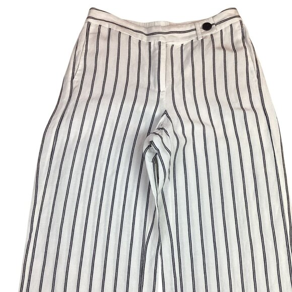 J.Jill Womens 4 Striped Linen Rayon Wide-Leg Pants Ivory & Black - Picture 4 of 11